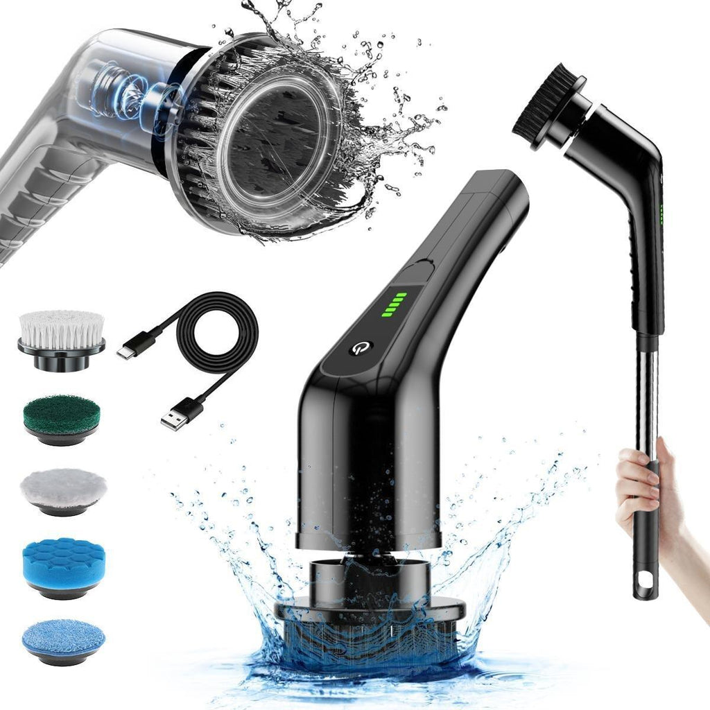 Rechargeable Electric Spin Scrubber-8 Cleaning Accessories & Adjustable Extension Arm