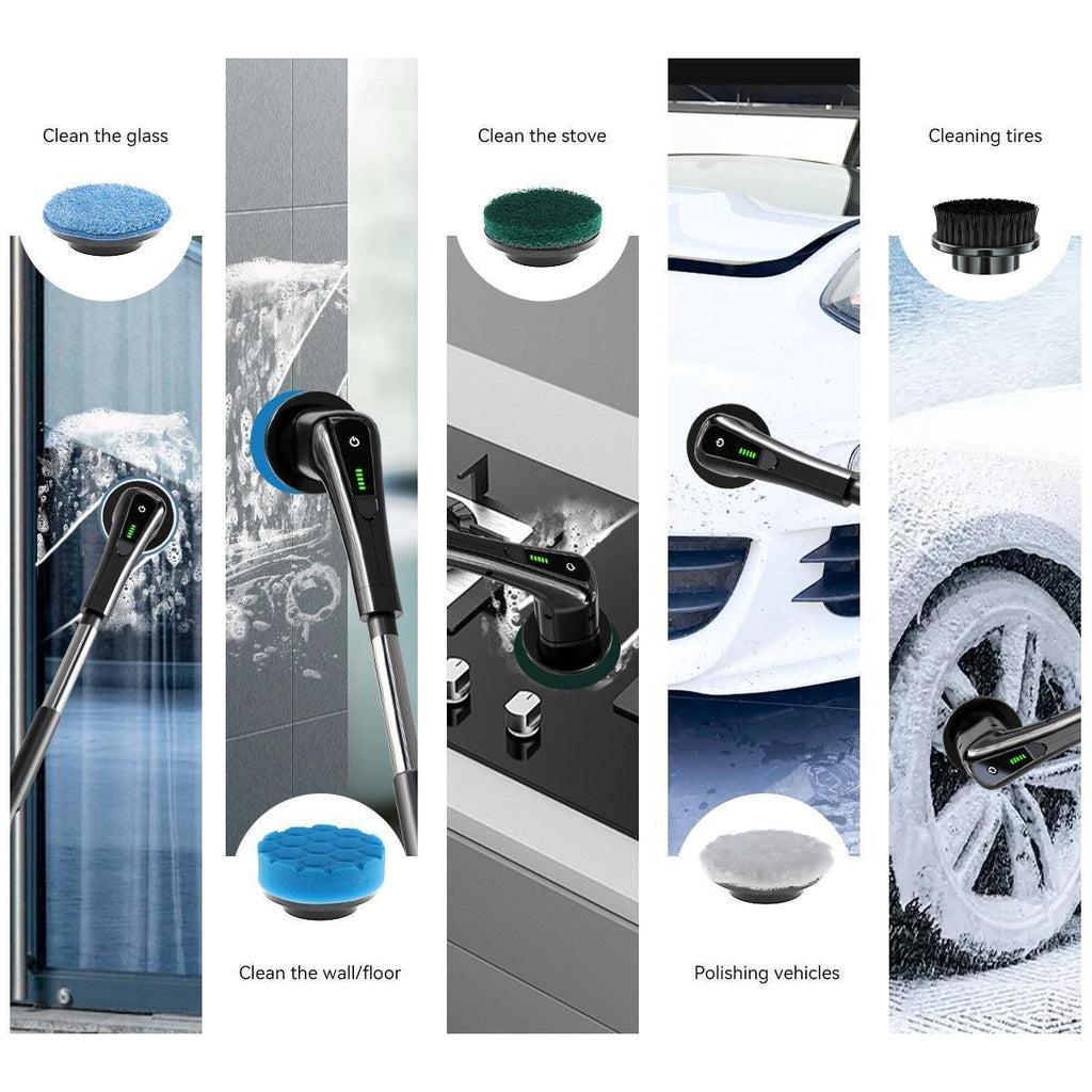 Rechargeable Electric Spin Scrubber-8 Cleaning Accessories & Adjustable Extension Arm