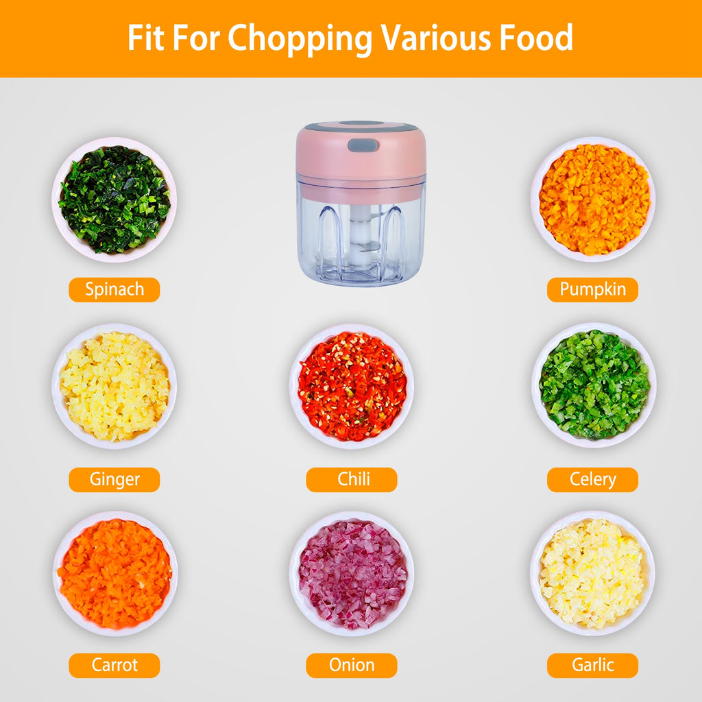 Portable Mini Electric Food Chopper - USB Rechargeable