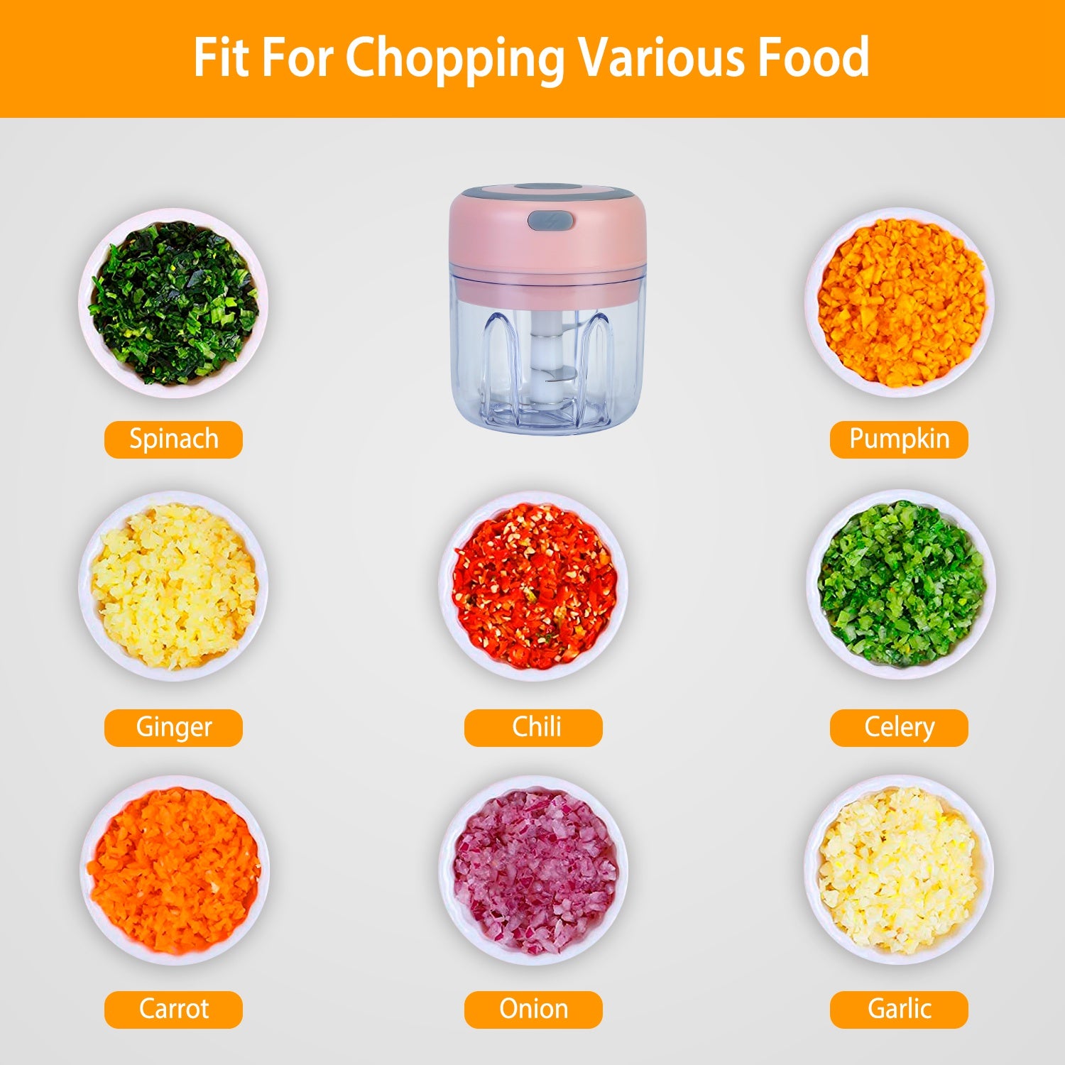 Portable Mini Electric Food Chopper - USB Rechargeable