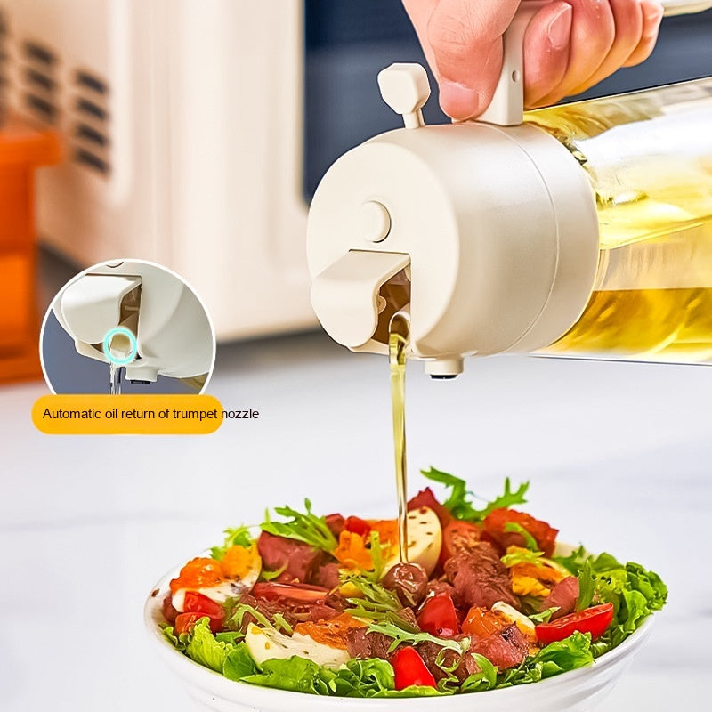 2-in-1 Oil Sprayer & Dispenser Bottle Controlled Cooking & Easy Use