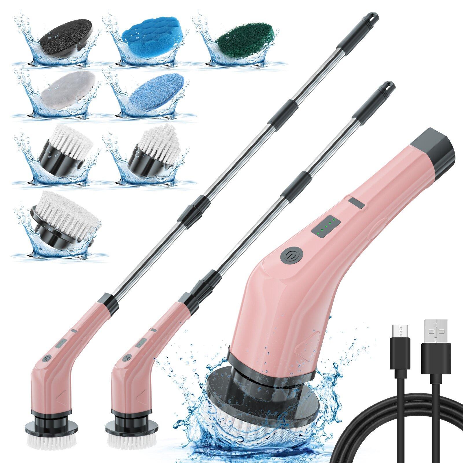 Rechargeable Electric Spin Scrubber-8 Cleaning Accessories & Adjustable Extension Arm