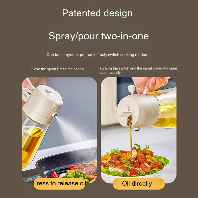 2-in-1 Oil Sprayer & Dispenser Bottle Controlled Cooking & Easy Use