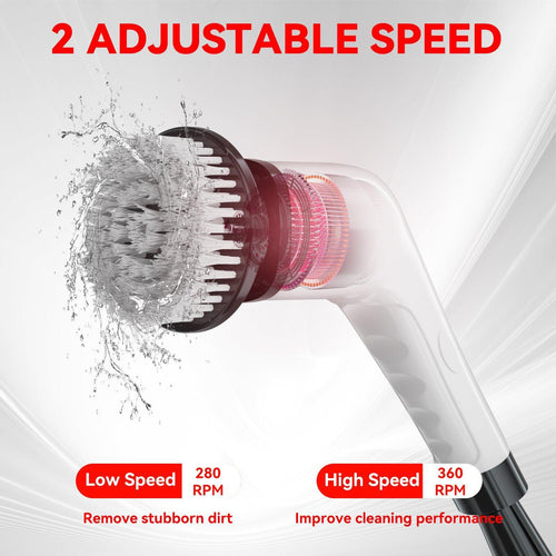 Rechargeable Electric Spin Scrubber-8 Cleaning Accessories & Adjustable Extension Arm